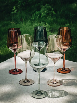 multi coloured wine glass Multicolor Wine Glasses Set of 6 – Hither Lane